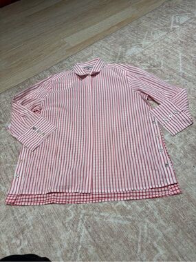 Hinson wu  red and white mixed-pattern button-up Large